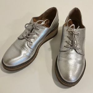 Sofft Silver wedge leather loafers 9M